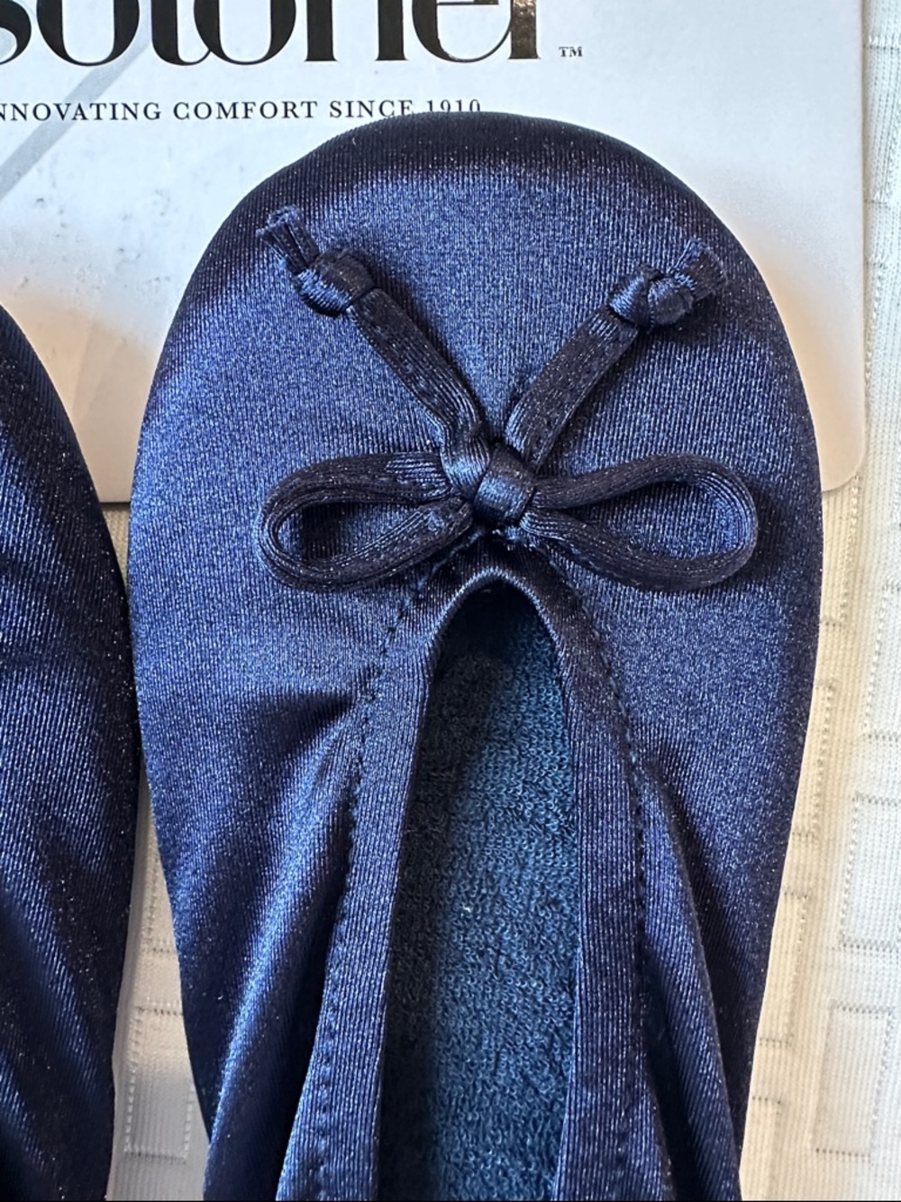 isotoner Navy Satin Ballerina Slippers - Picture 3 of 10